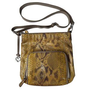 Brighton Snake Print Crossbody Bag With Heart Charm & Adjustable Strap
